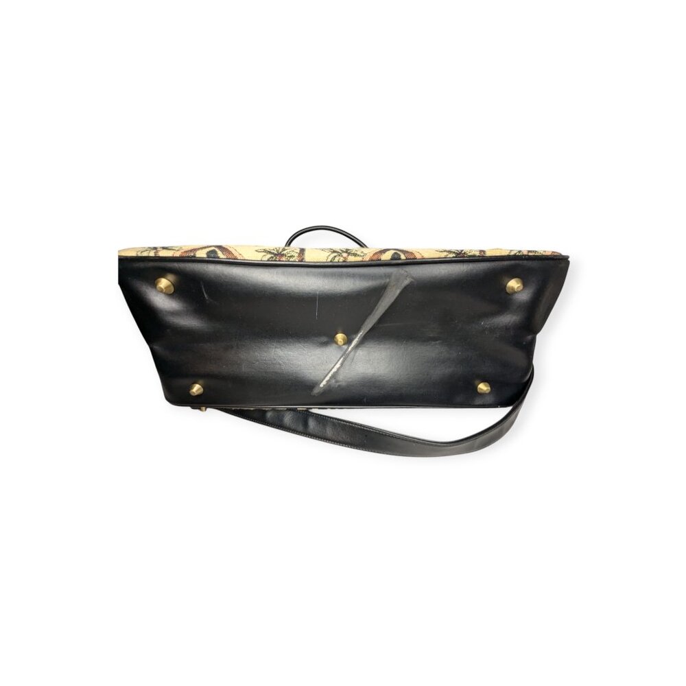 Sharif Palm Tree & Leopard Print Travel Bag in Black, Tan, Gold - Picture 9 of 16